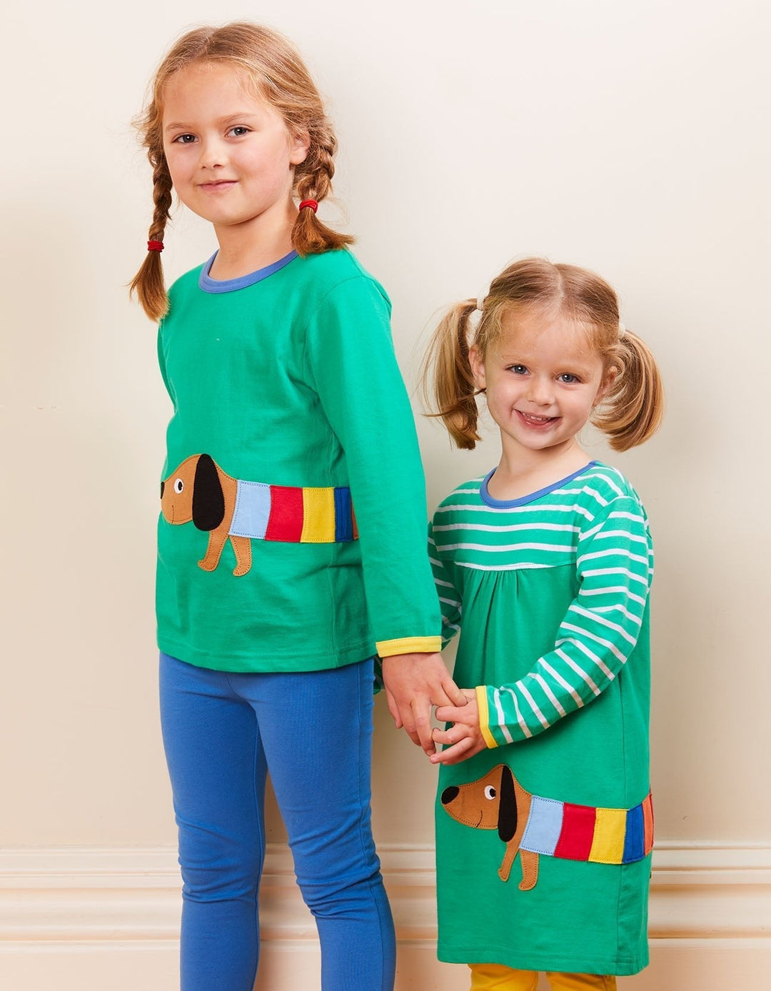Organic Multi Sausage Dog Applique Long-Sleeved T-Shirt