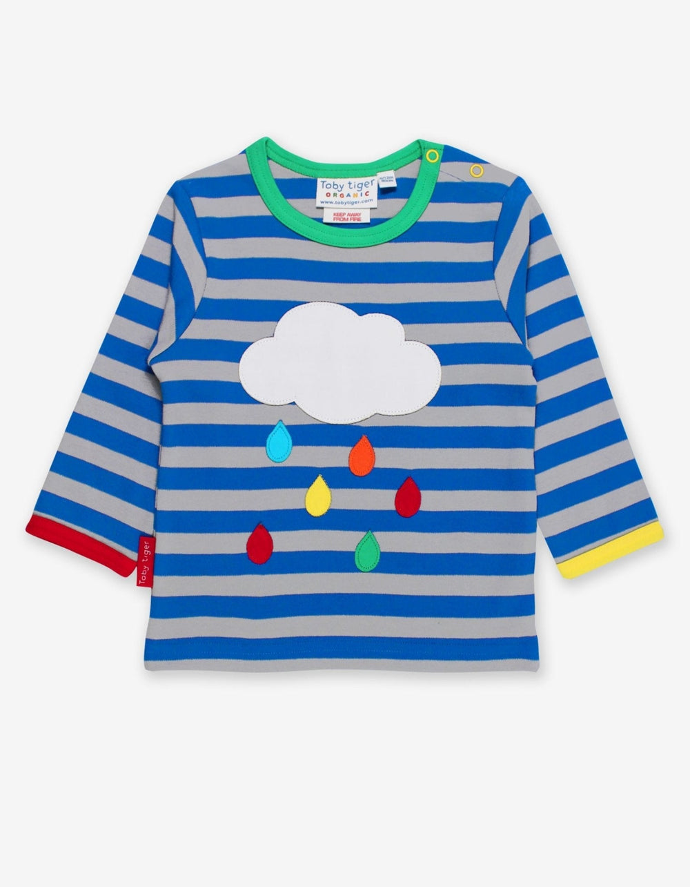 Organic Rainbow Raindrop Cloud Applique Long-Sleeved T-Shirt