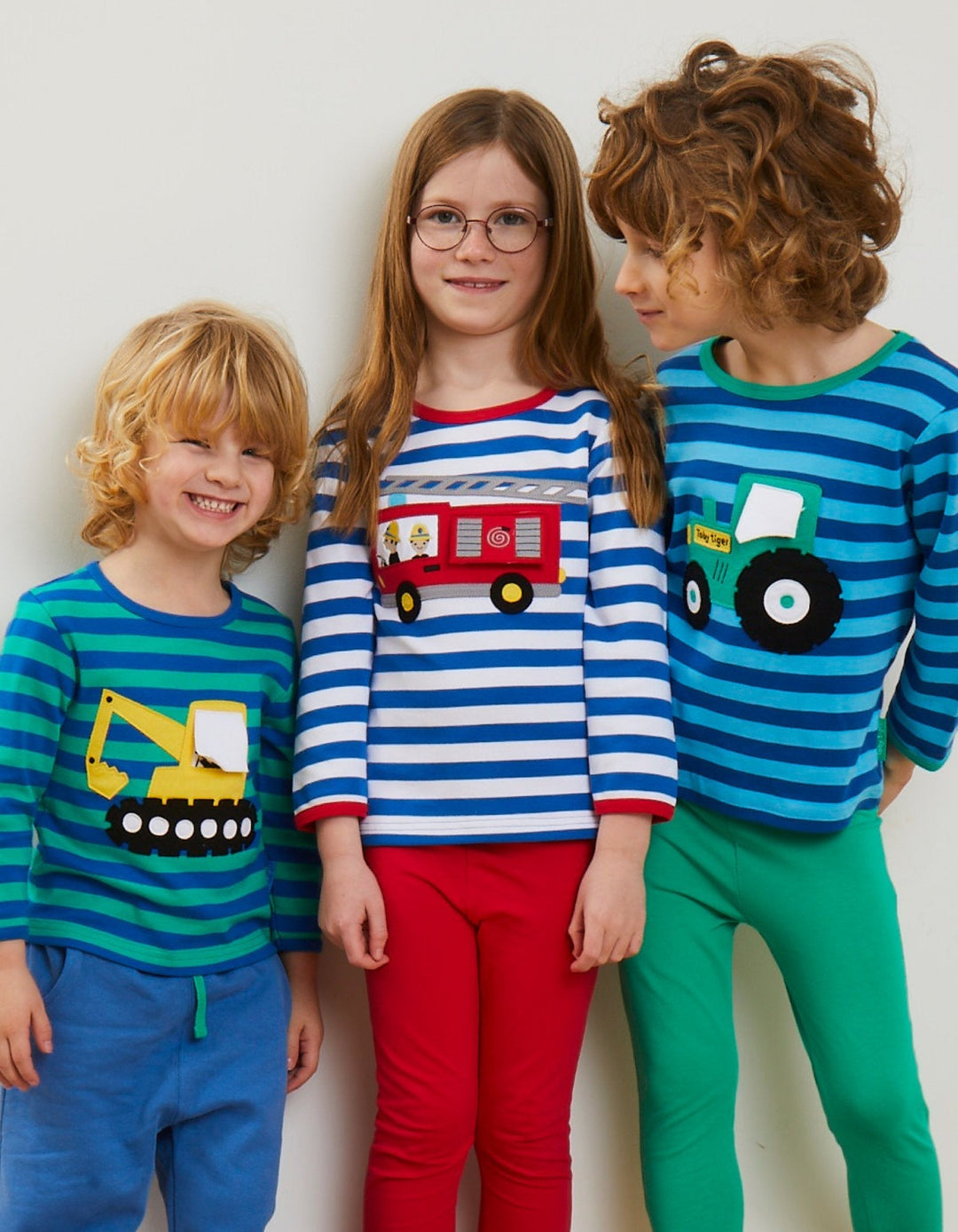 Organic Fire Engine Applique Long-Sleeved T-Shirt