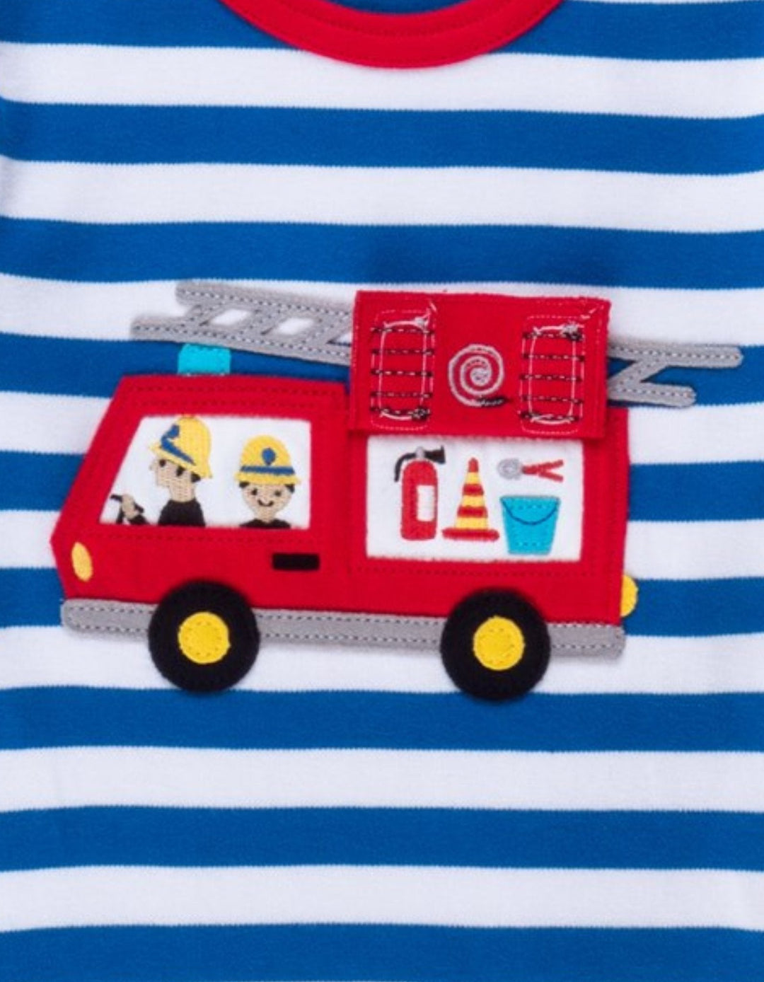 Organic Fire Engine Applique Long-Sleeved T-Shirt