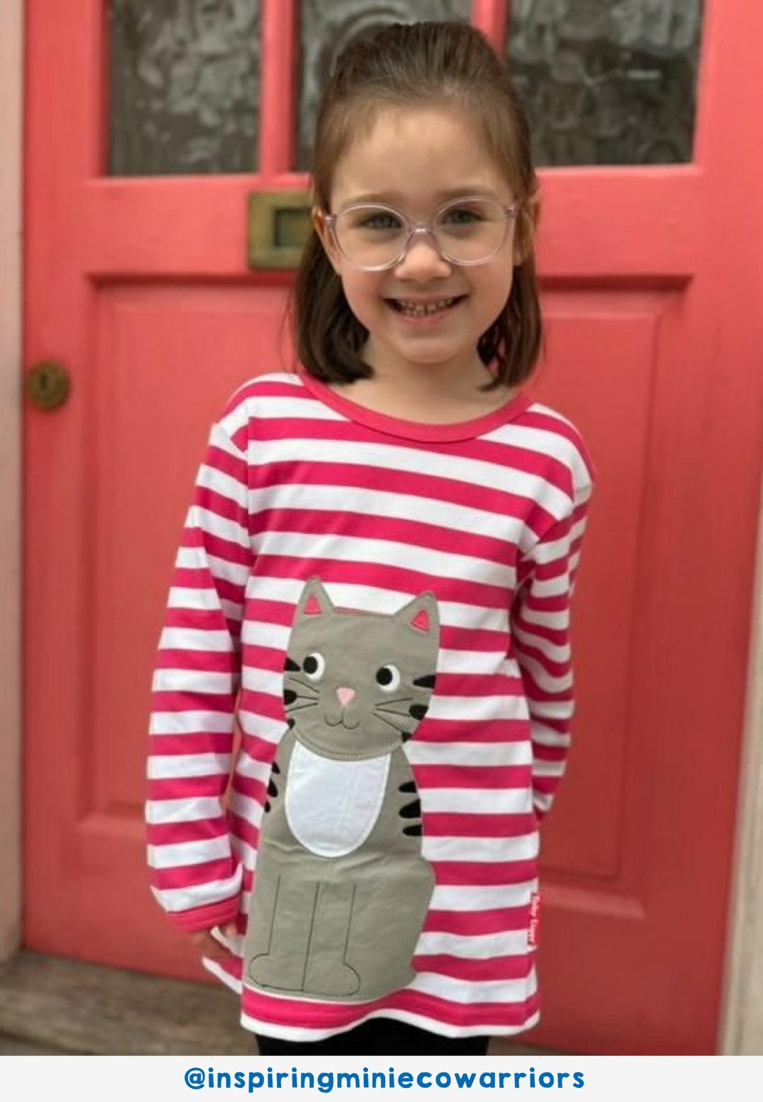 Organic Pink Kitten Applique Long-Sleeved T-Shirt