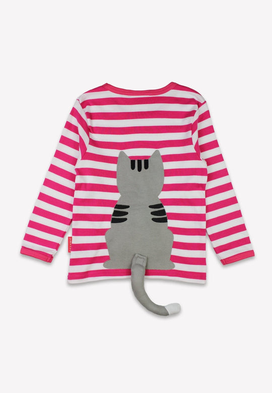 Organic Pink Kitten Applique Long-Sleeved T-Shirt