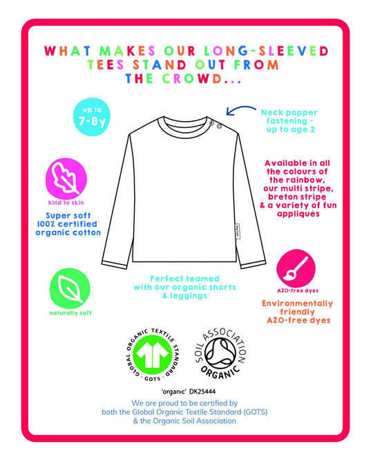 Organic Pink Kitten Applique Long-Sleeved T-Shirt