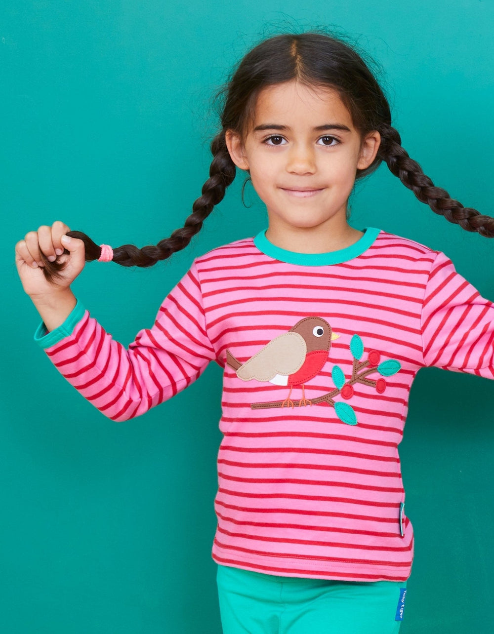 Organic Robin Applique Long-Sleeved T-Shirt