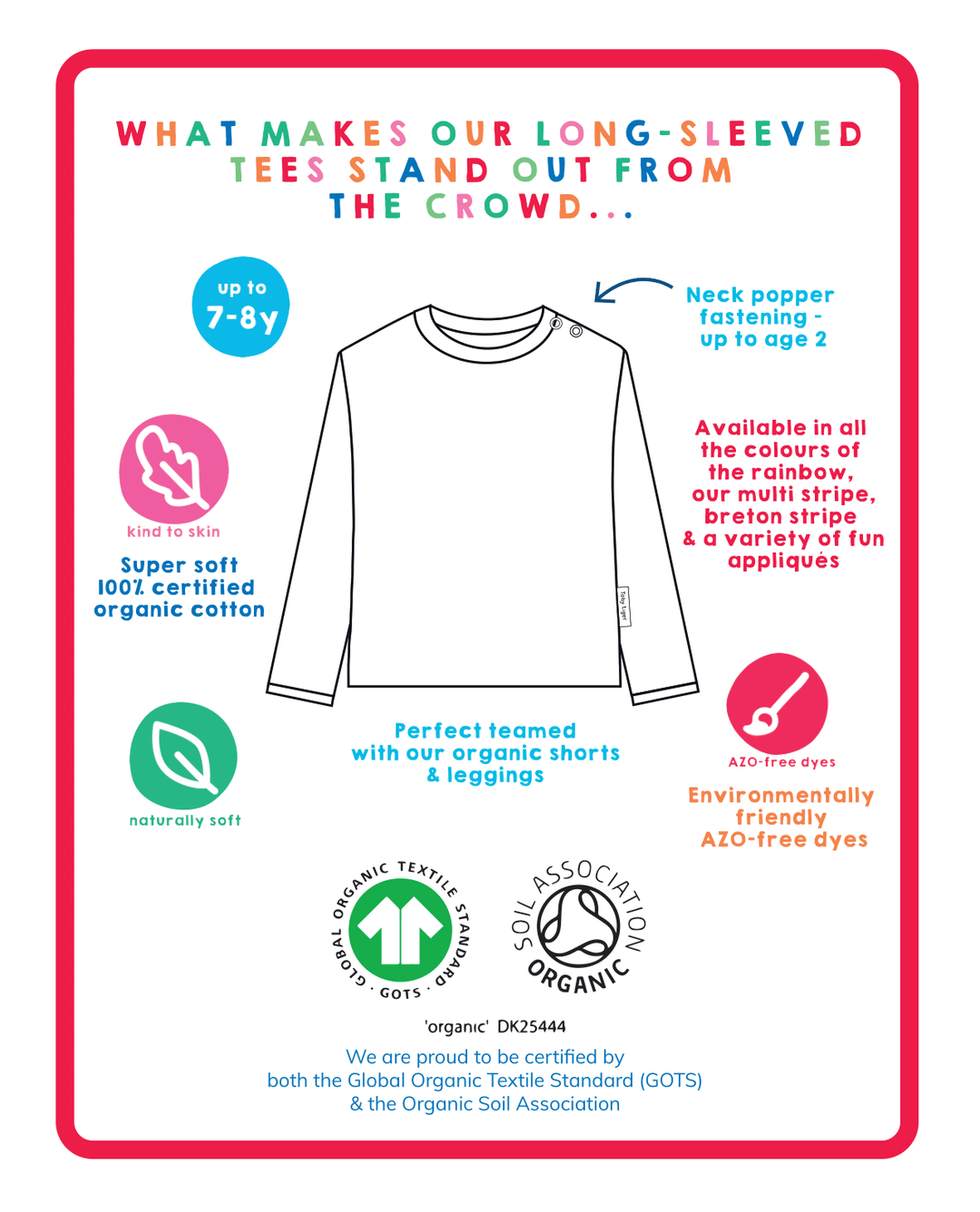 Organic Red Bird Applique Long-Sleeved T-Shirt