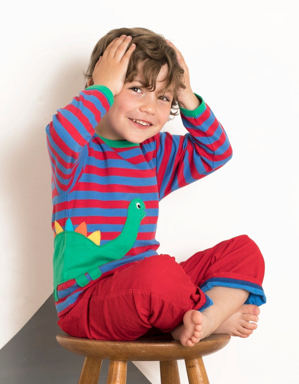 Organic Dino Applique Long-Sleeved T-Shirt