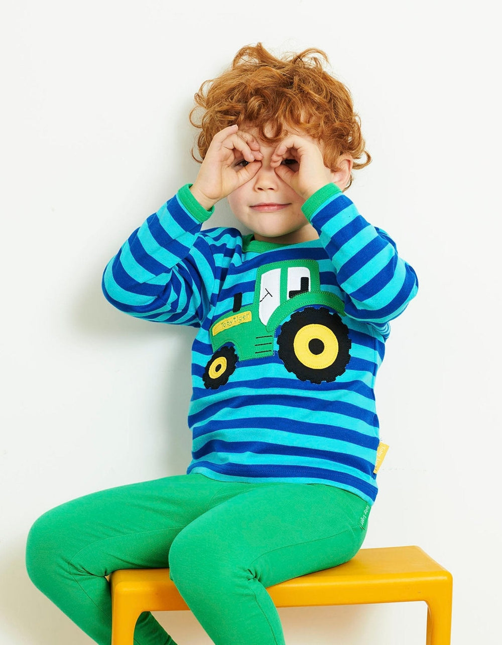 Organic Tractor Applique Long-Sleeved T-Shirt