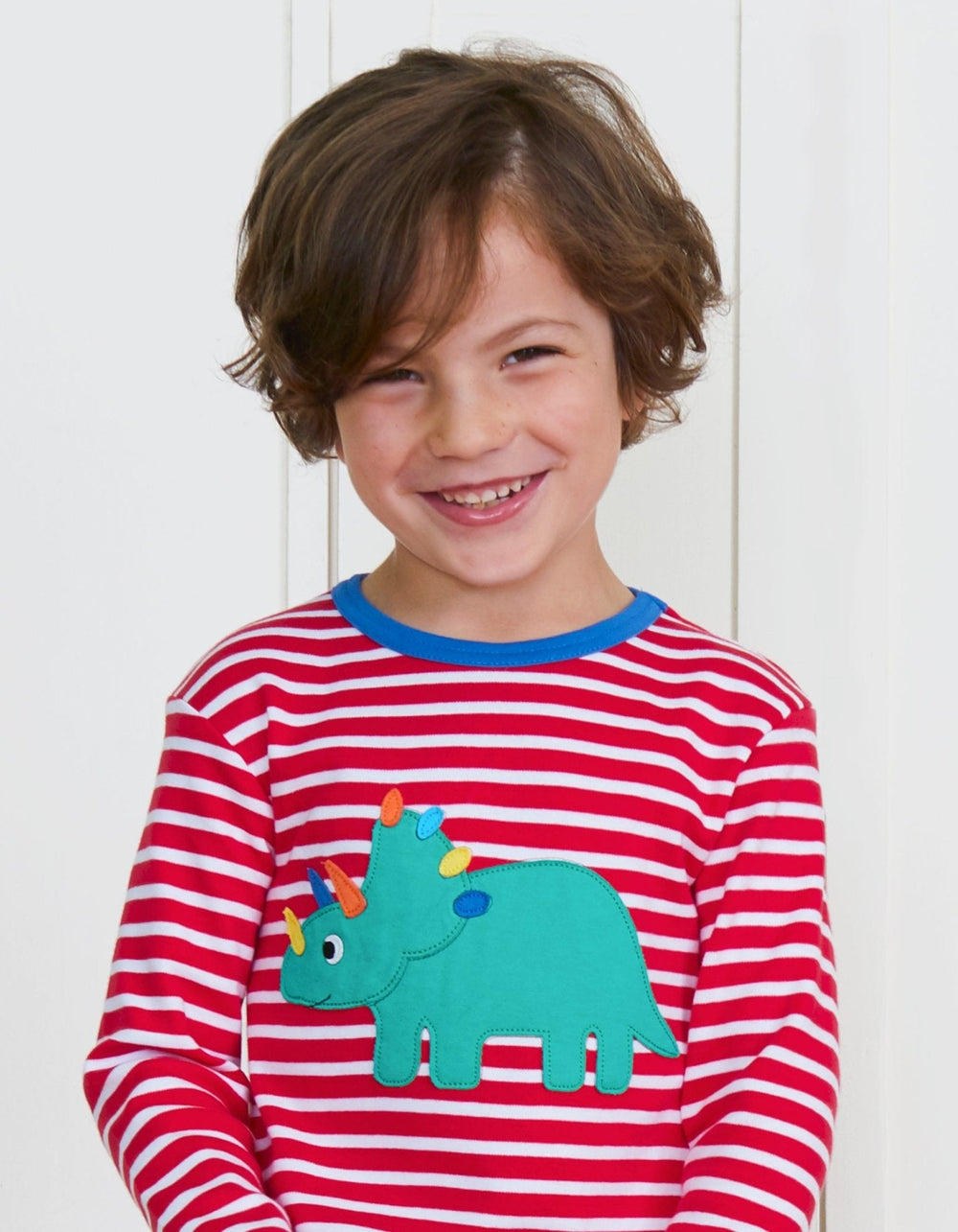 Organic Triceratops Applique Long-Sleeved T-Shirt
