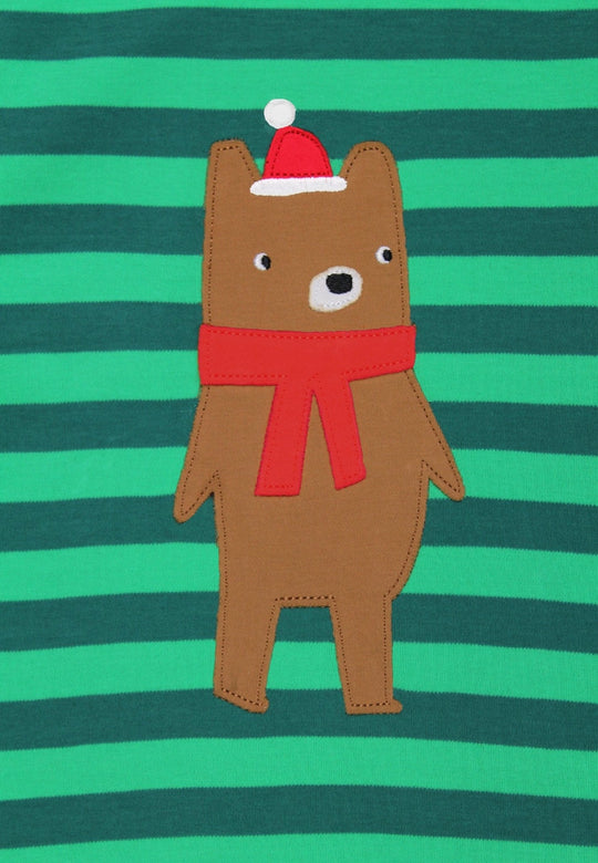 Organic Christmas Bear Applique Long-Sleeved T-Shirt