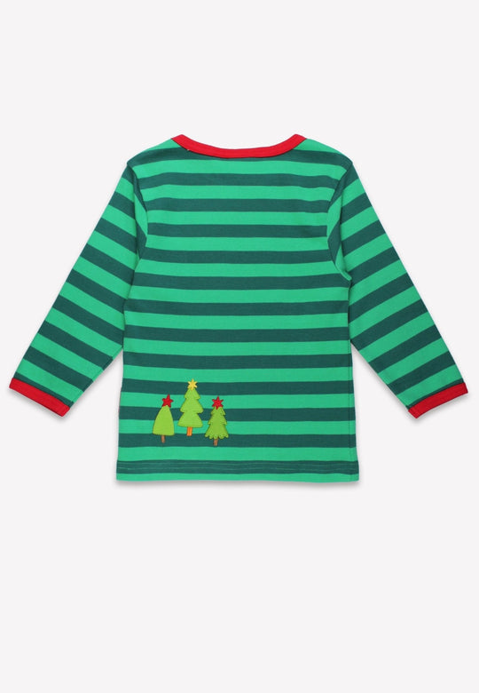 Organic Christmas Bear Applique Long-Sleeved T-Shirt