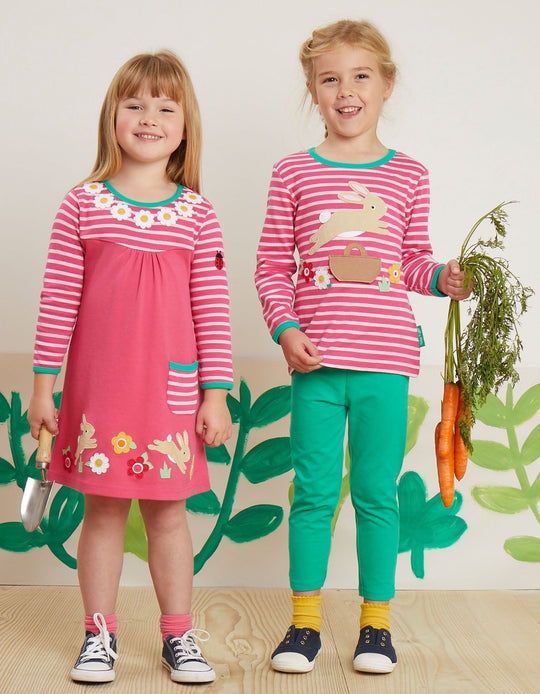 Organic Leaping Bunny Applique T-Shirt Dress