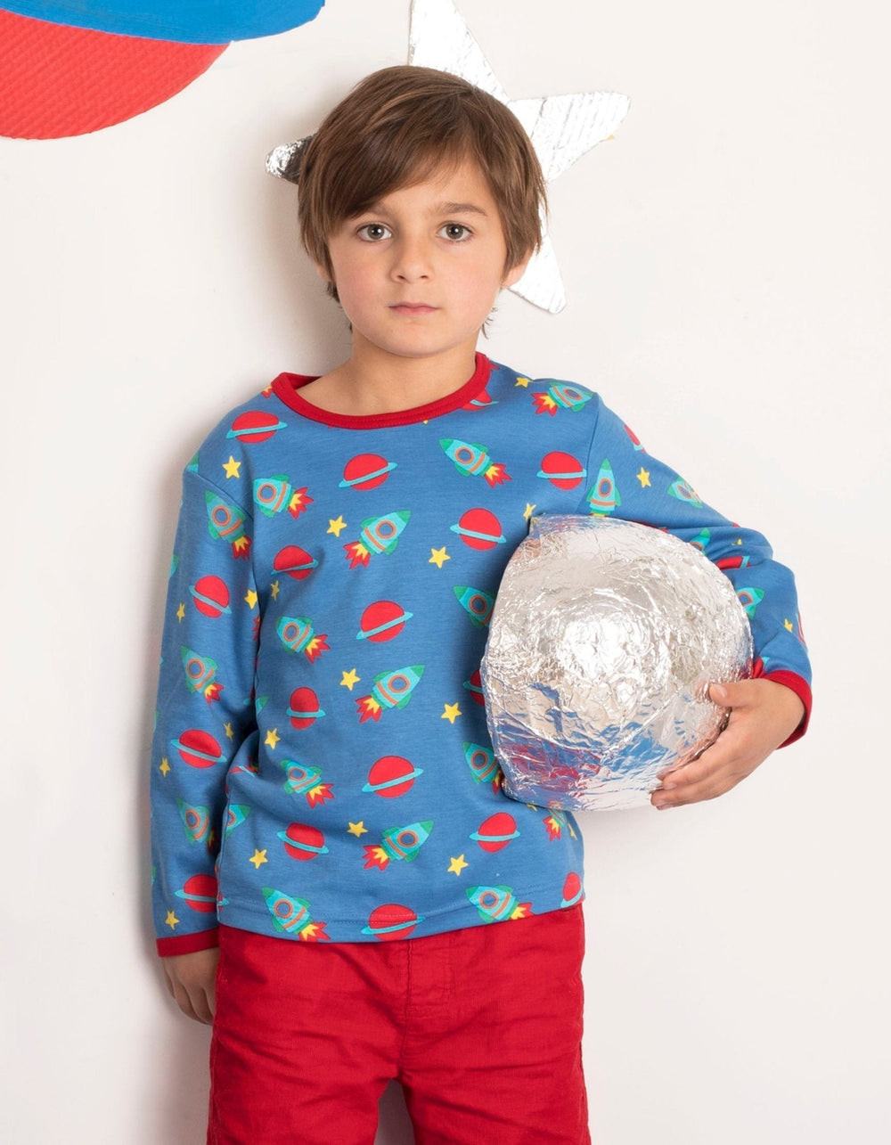 Organic Space Print Long-Sleeved T-Shirt
