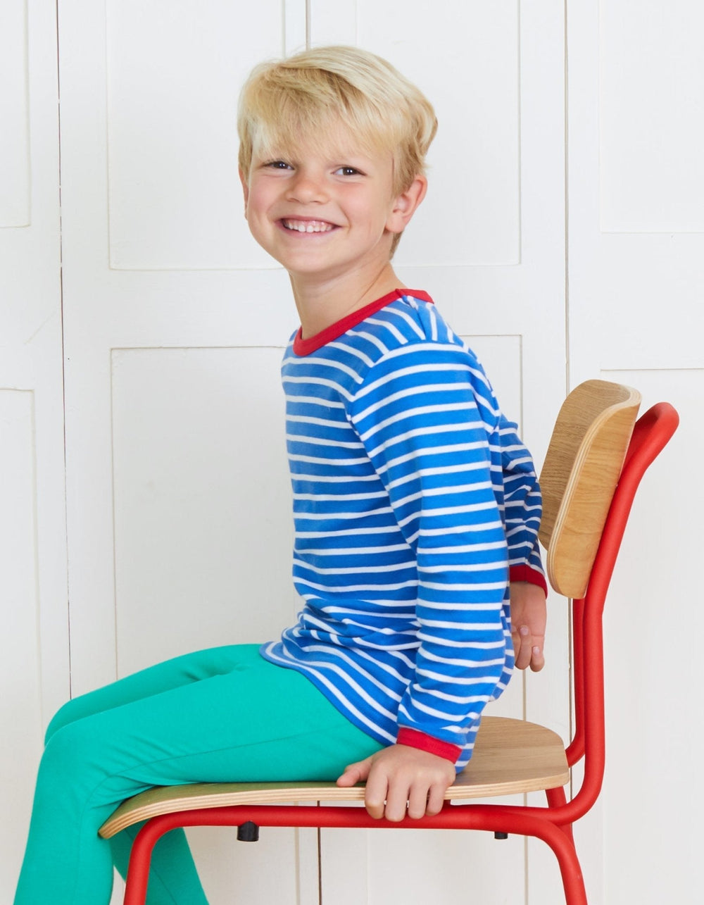 Organic Blue Breton Long-Sleeved T-Shirt
