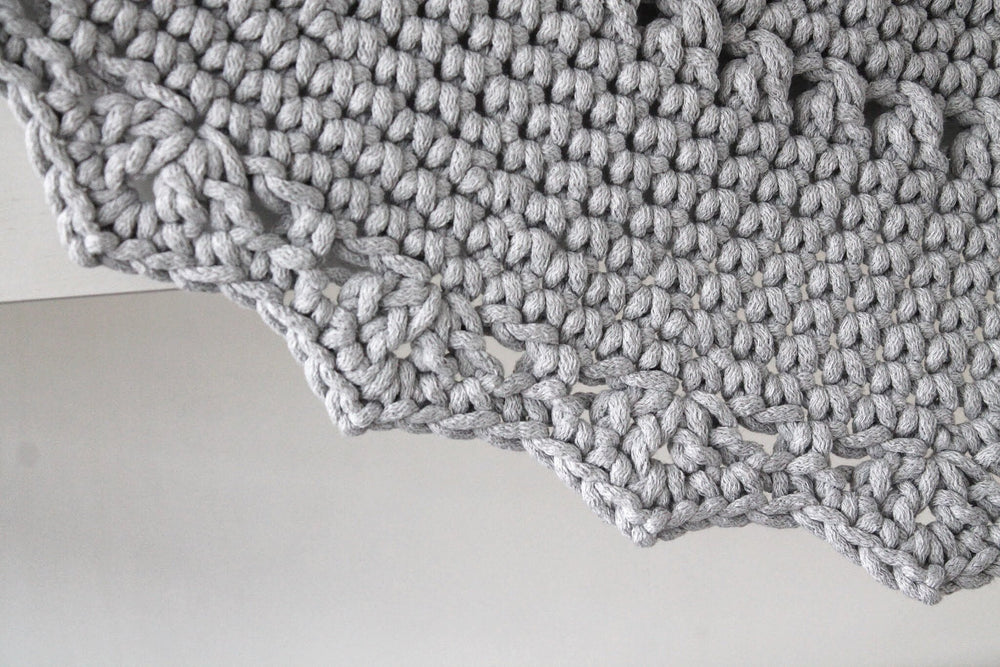 Crochet Mandala Rug | Light Grey