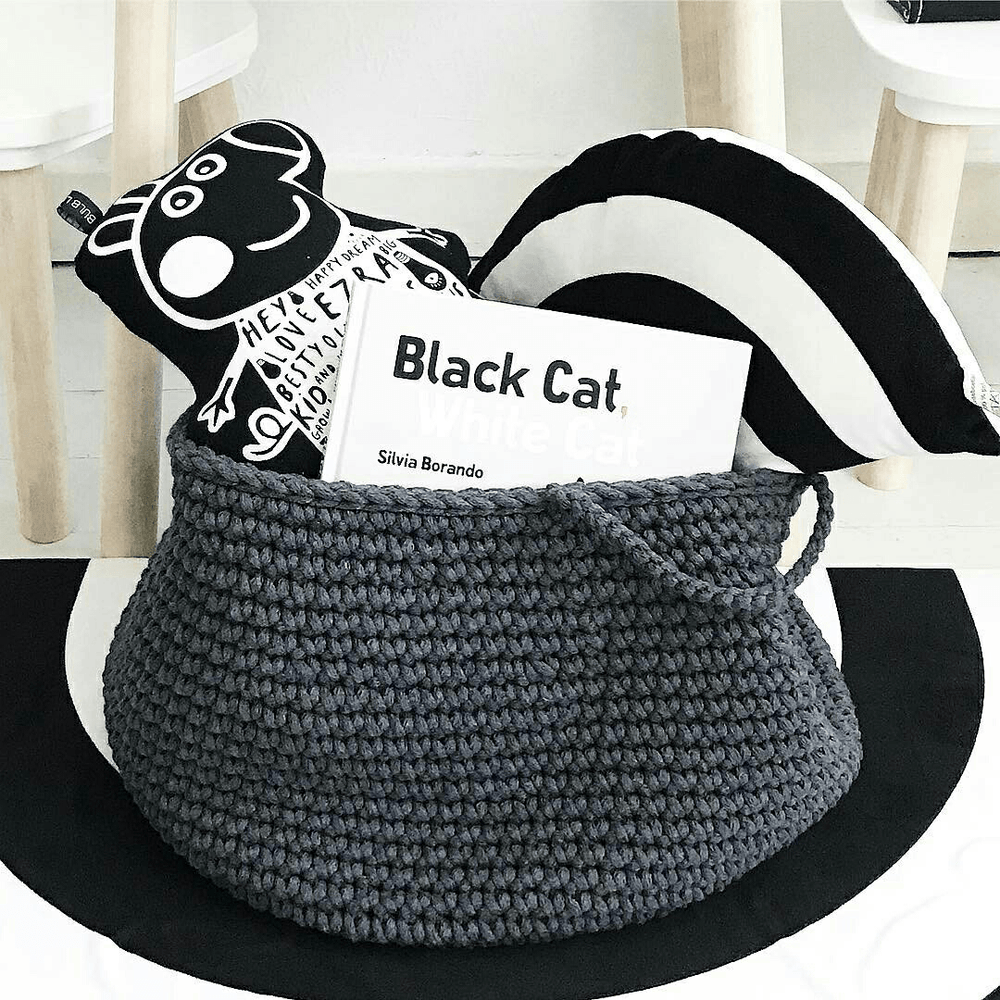 Crochet Basket, Size L - Charcoal