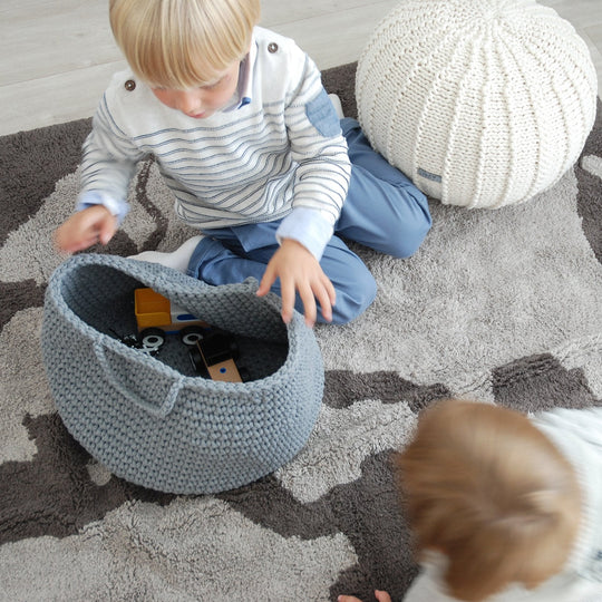 Crochet Basket, Size L - Dark Grey