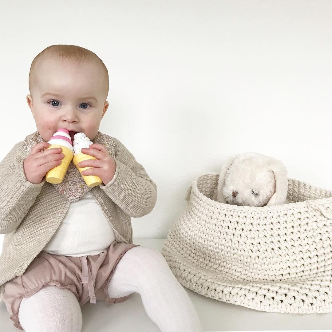 Crochet Basket, Size L - Ivory