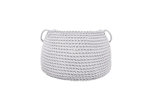 Crochet Basket, Size L - Light Grey