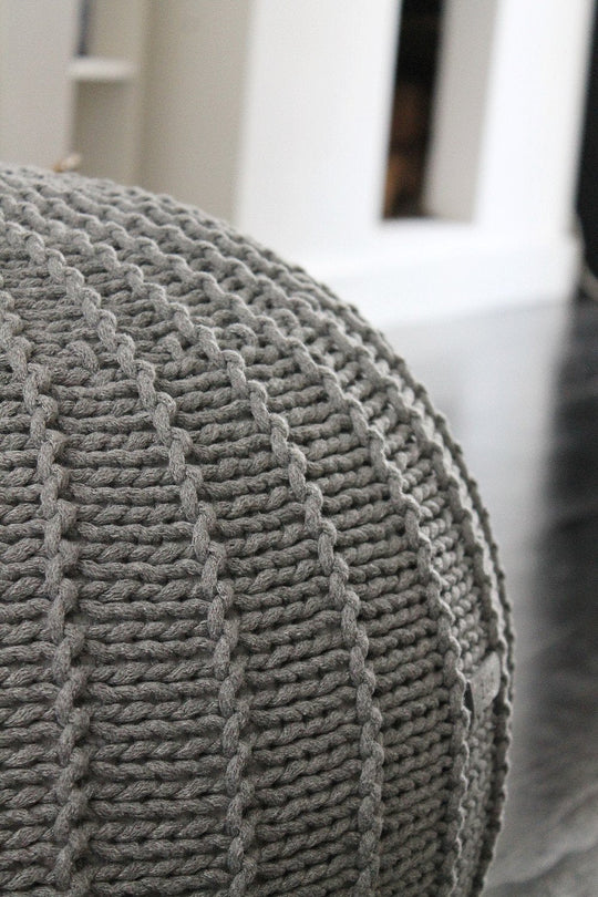 Knitted Pouffe, Medium | Dark Grey