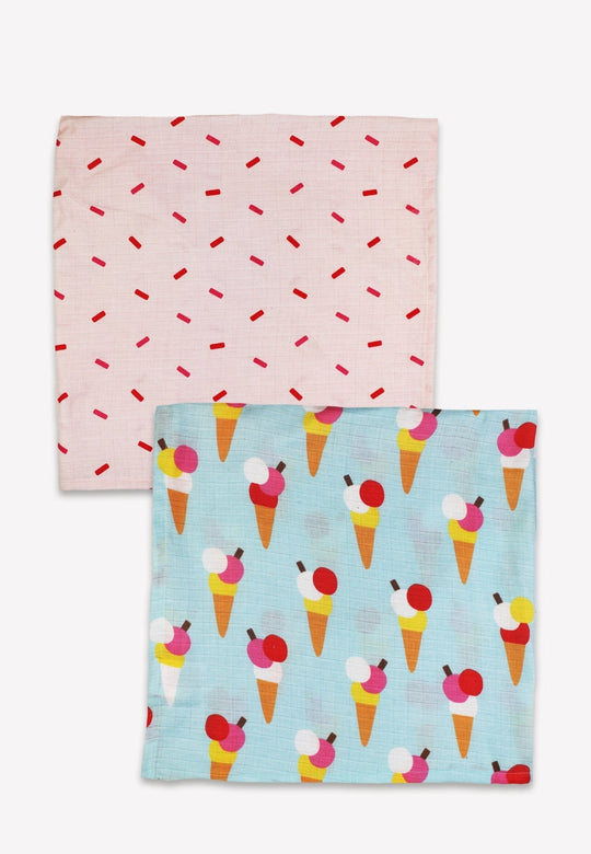 Organic Ice Cream Cones Print 2 Pack Muslins
