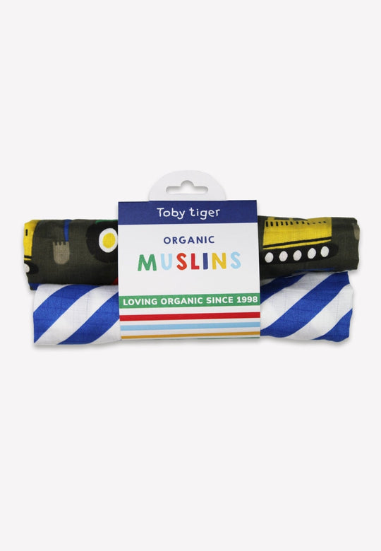 Organic Transport Print Muslin 2-Pack