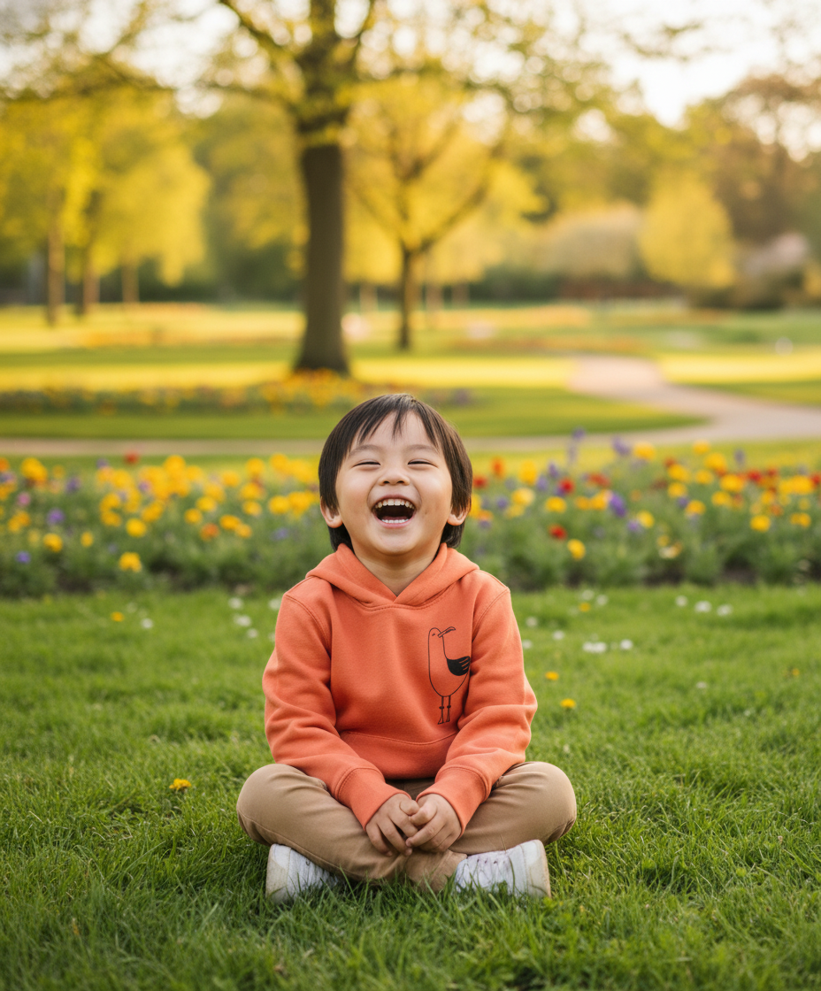 Organic Kids' Hoodie | Chip the Seagull 2.0 - Fiesta Orange