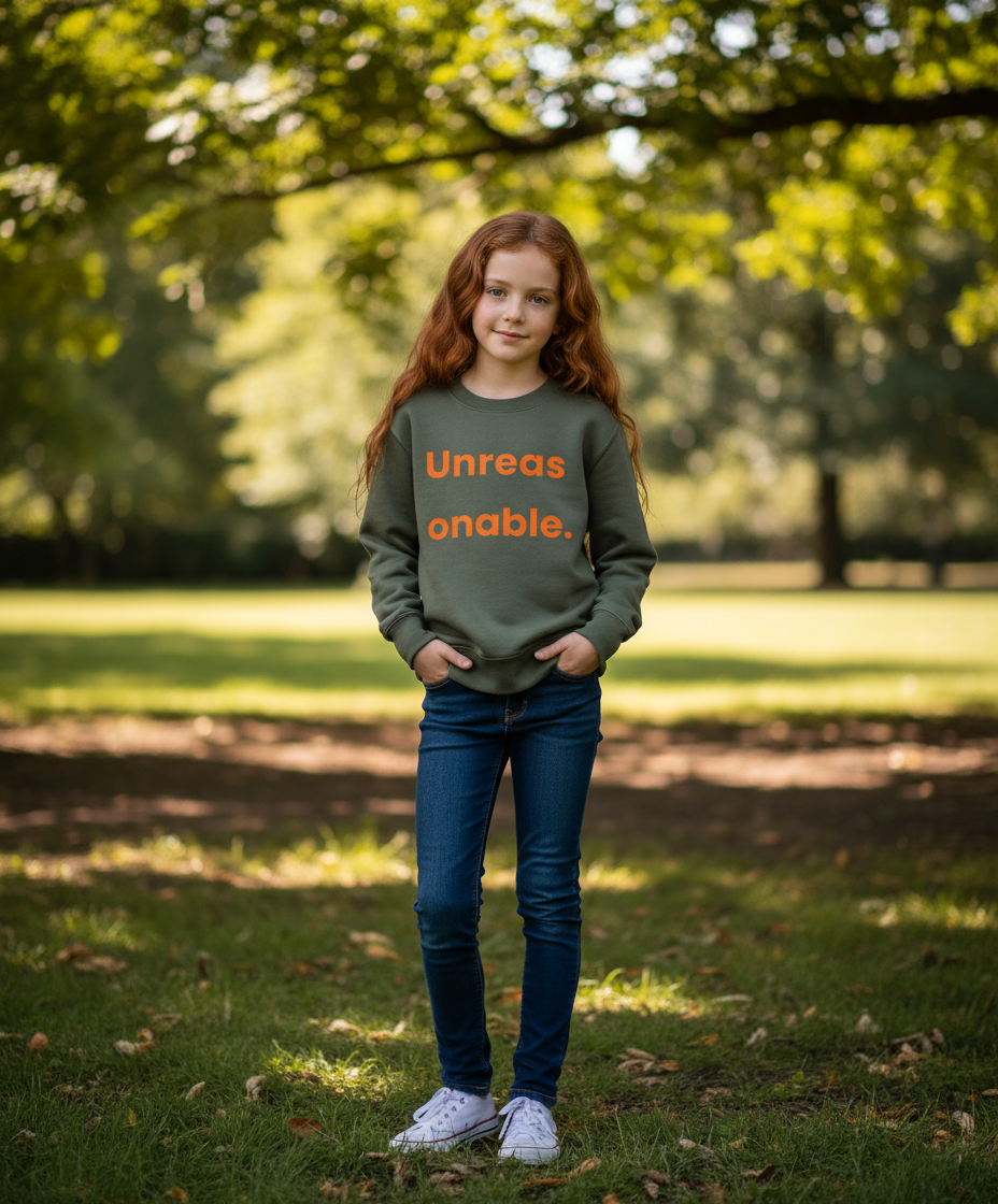 Organic Kids' Sweatshirt - Unreasonable (Orange Font)