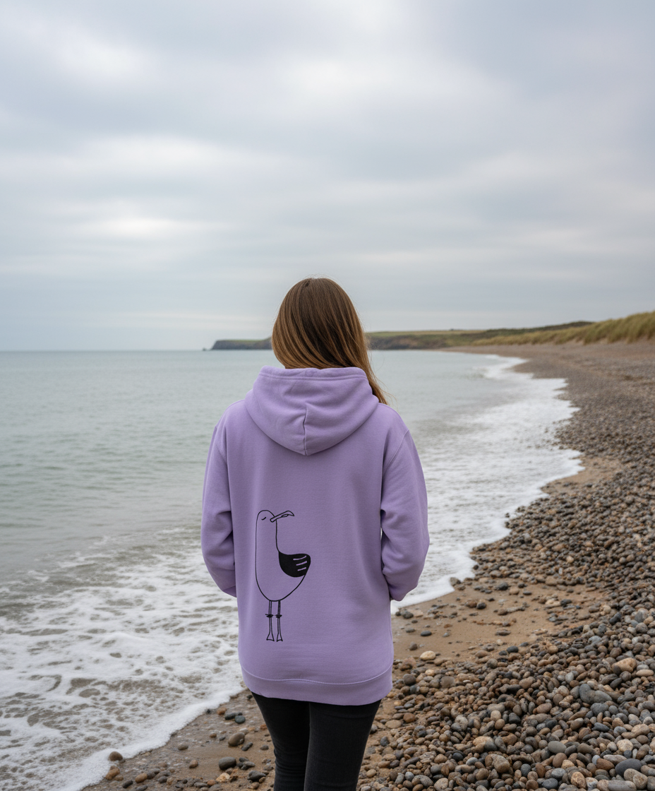 Organic Adult Hoodie | Chip the Seagull - Lavender