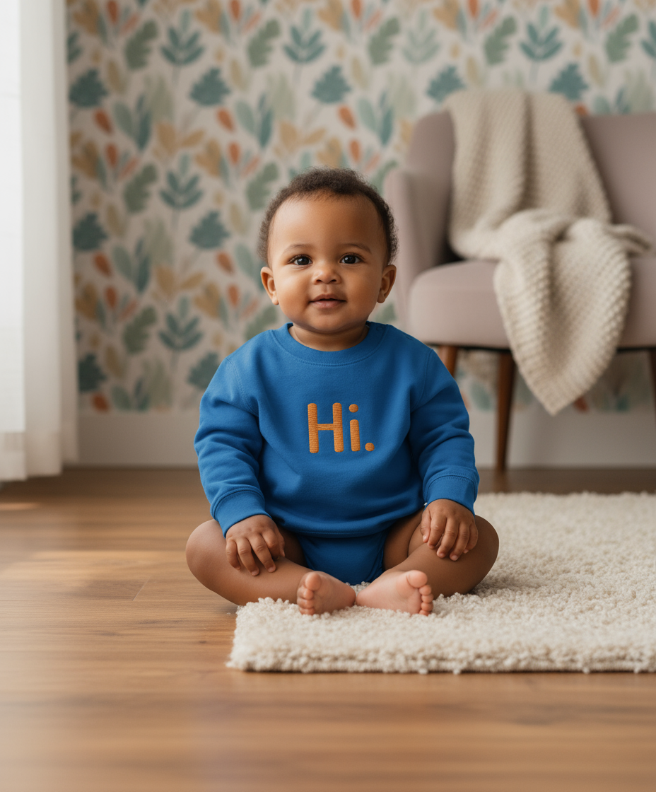 Organic Embroidered Baby Sweatshirt - Hi