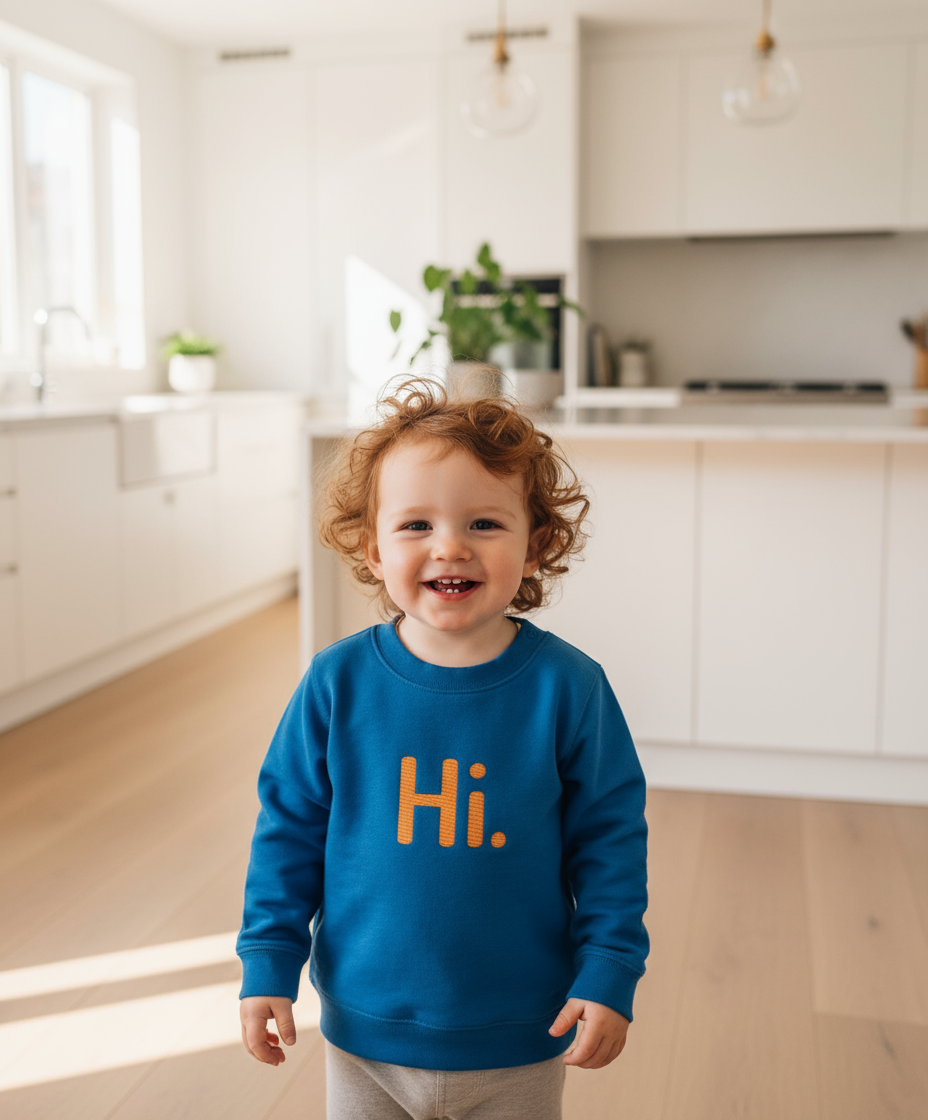 Organic Embroidered Baby Sweatshirt - Hi