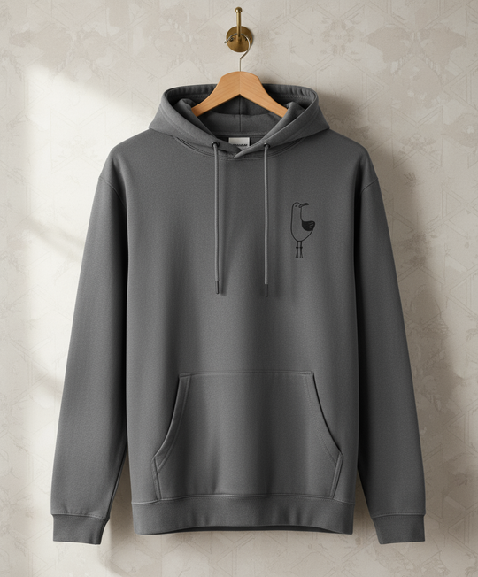Organic Adult Hoodie | Chip the Seagull - Charcoal
