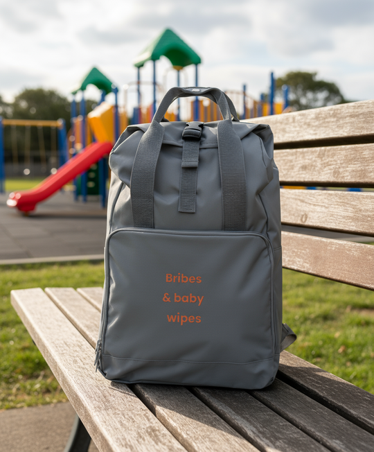 Embroidered Roll-Top Backpack - Bribes & Baby Wipes