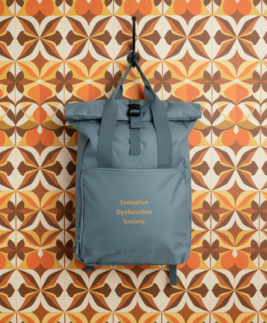 Embroidered Roll-Top Backpack - Executive Dysfunction Society