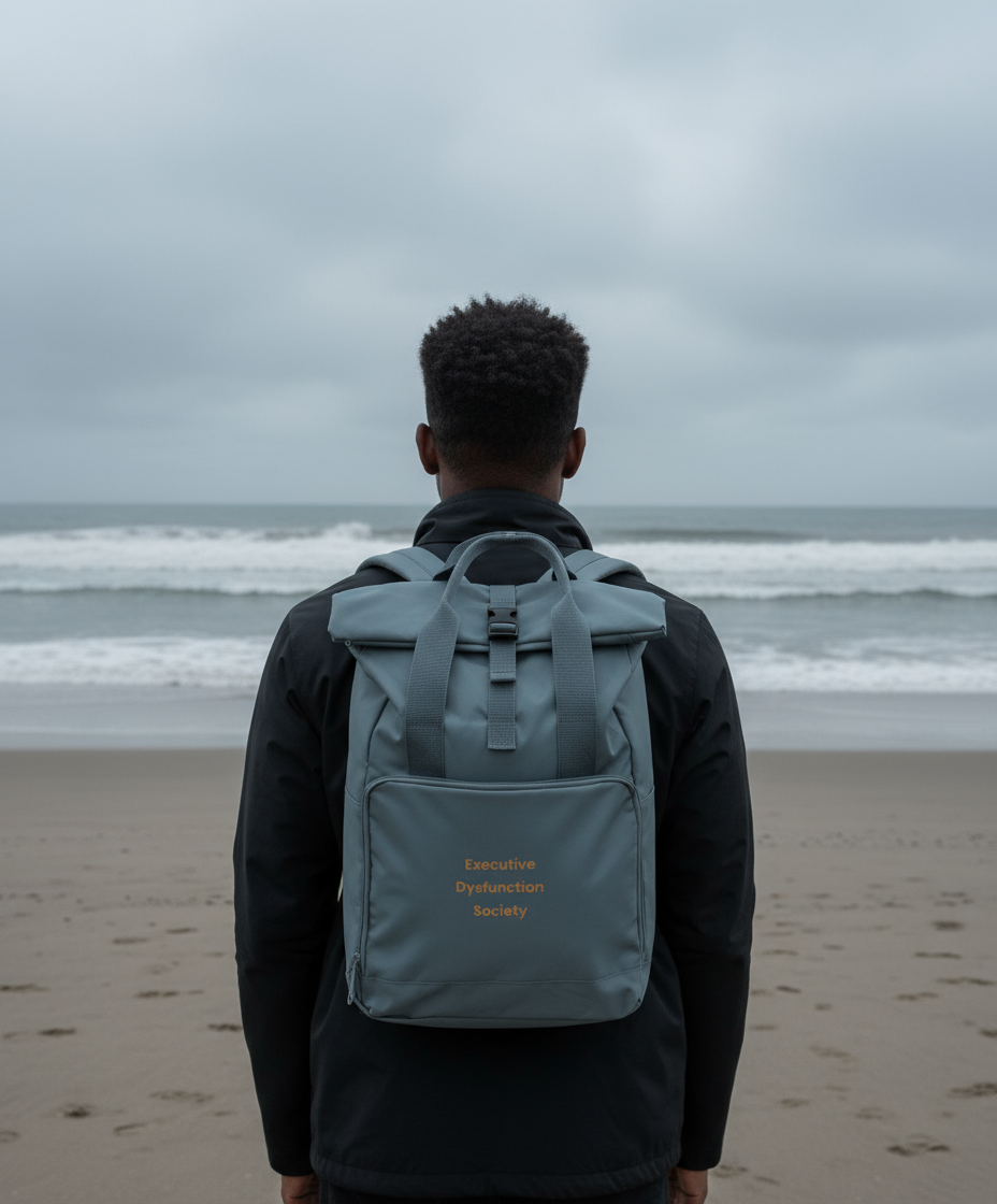 Embroidered Roll-Top Backpack - Executive Dysfunction Society