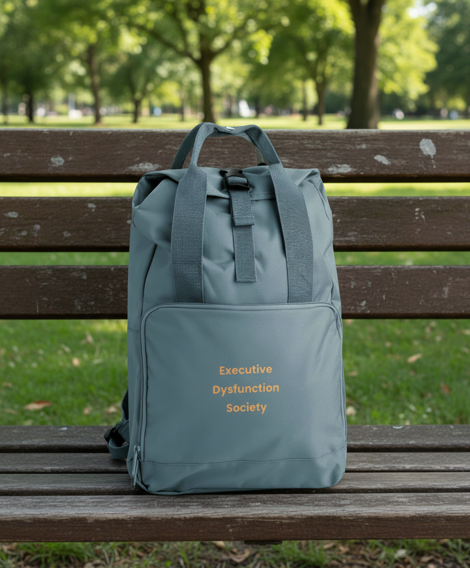 Embroidered Roll-Top Backpack - Executive Dysfunction Society
