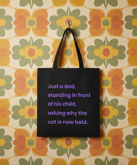 Organic Lightweight Tote - Just A Dad, Standing In Front Of His Child, Asking Why The Cat Is Now Bald