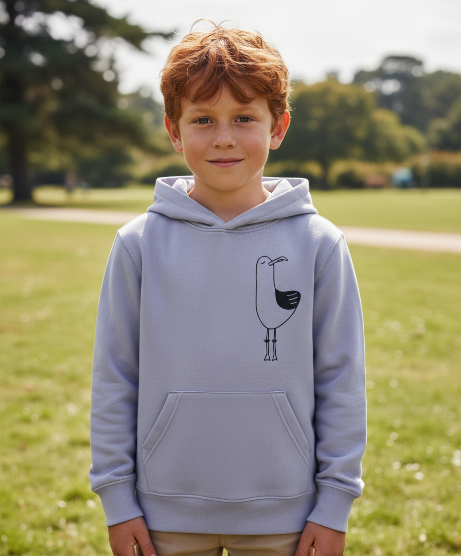 Organic Kids' Hoodie | Chip the Seagull 2.0 - Lavender