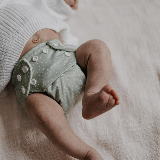 Newborn Reusable Cloth Nappy - Dottie Sage