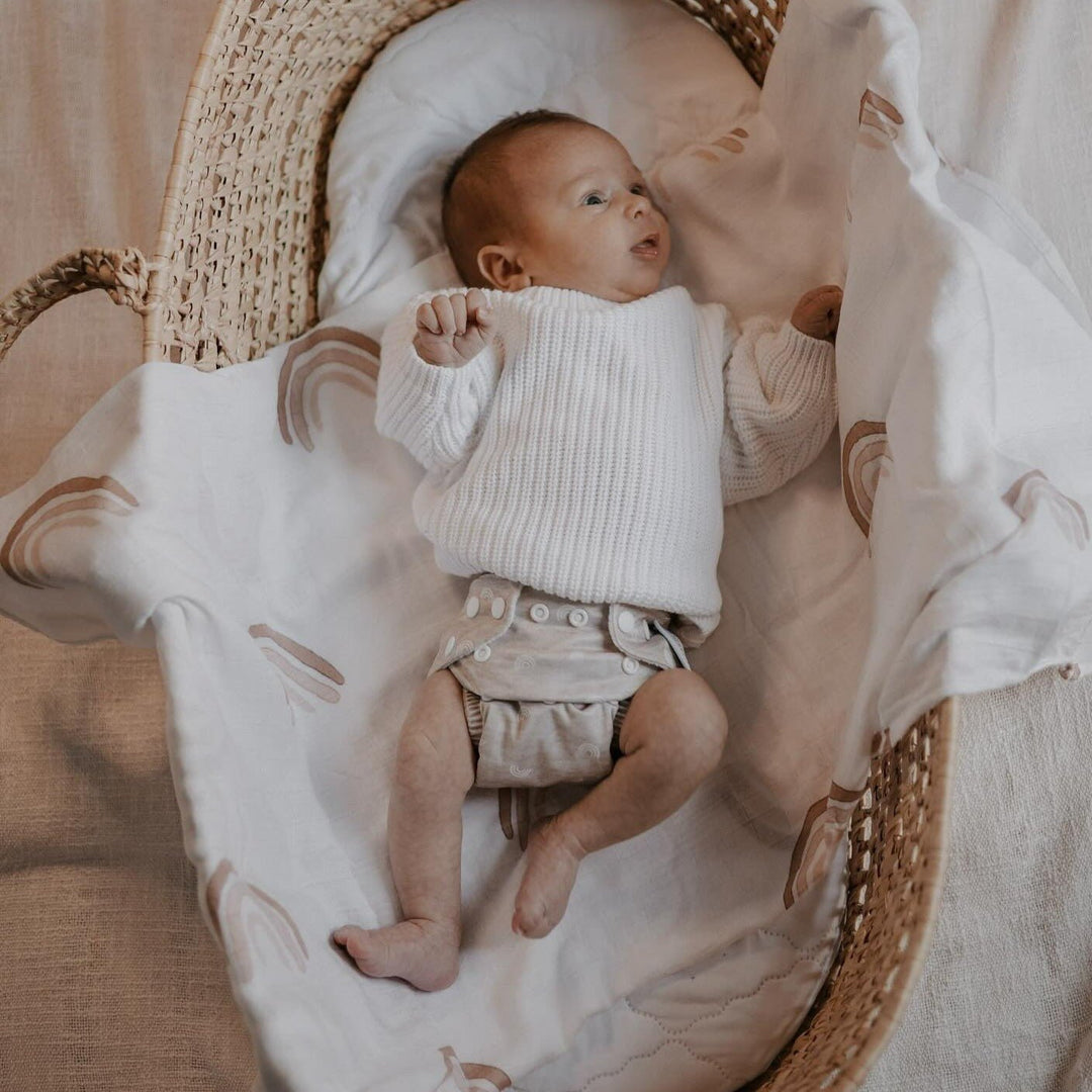 Newborn Reusable Cloth Nappy - Dottie Sage