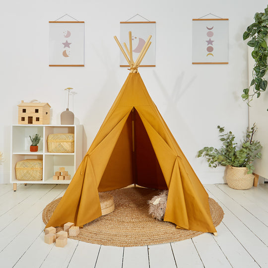 100% Cotton Canvas Ultra Anti-UV Play Teepee | Hettie - Ochre