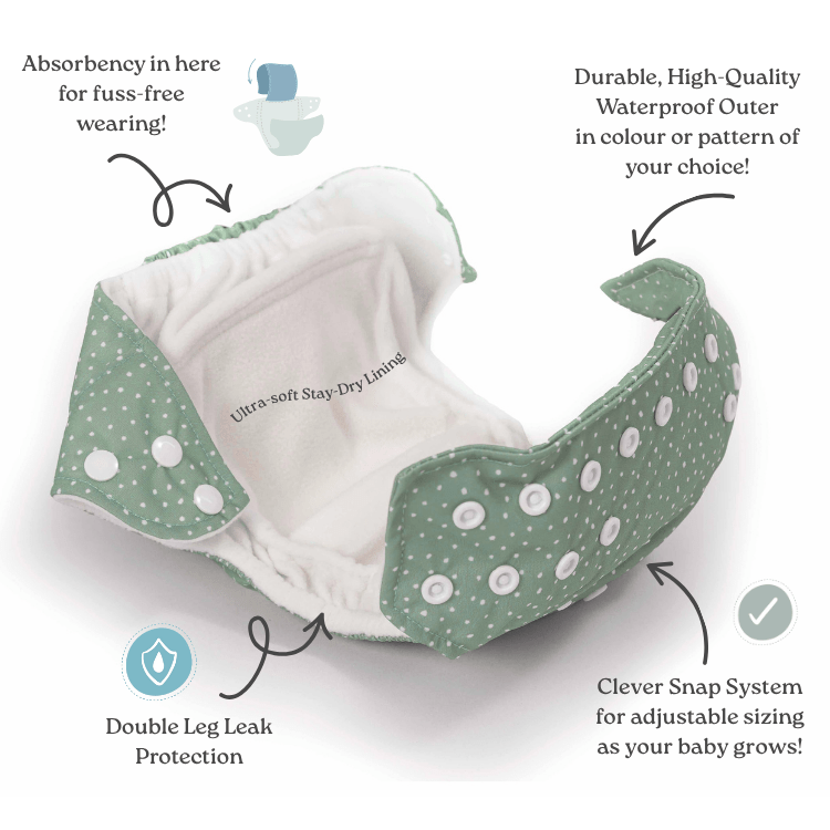 One Size All-In-One Reusable Cloth Nappy - Lilac Gingham