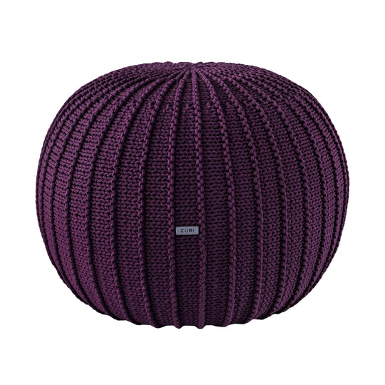 Knitted Pouffe, Medium | Aubergine