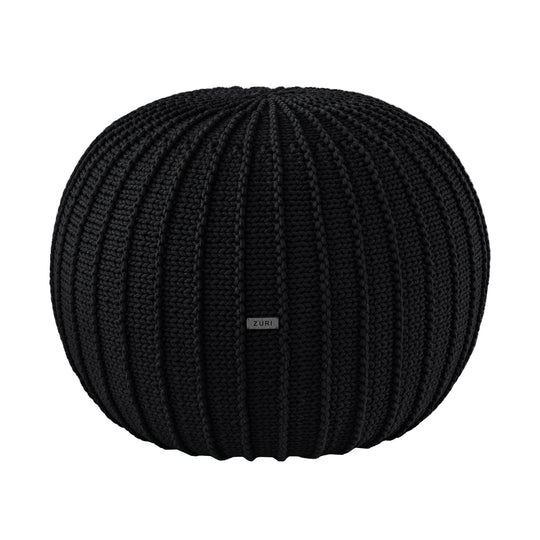 Knitted Pouffe, Medium | Black