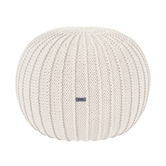 Knitted Pouffe, Medium | Ivory