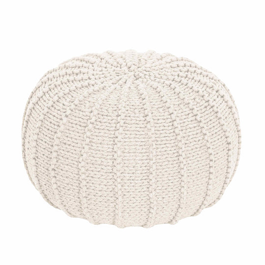 Knitted Pouffe, Small | Ivory