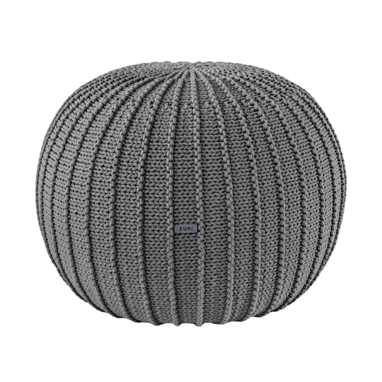 Knitted Pouffe, Medium | Dark Grey