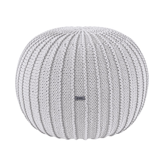 Knitted Pouffe, Medium | Light Grey