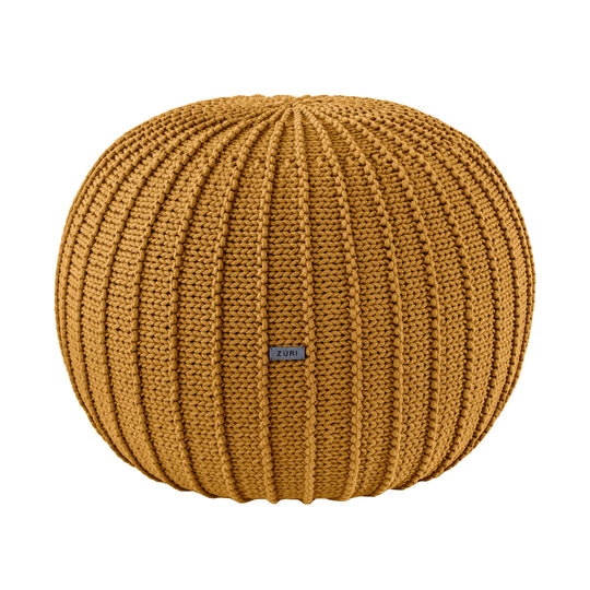 Knitted Pouffe, Medium | Mustard