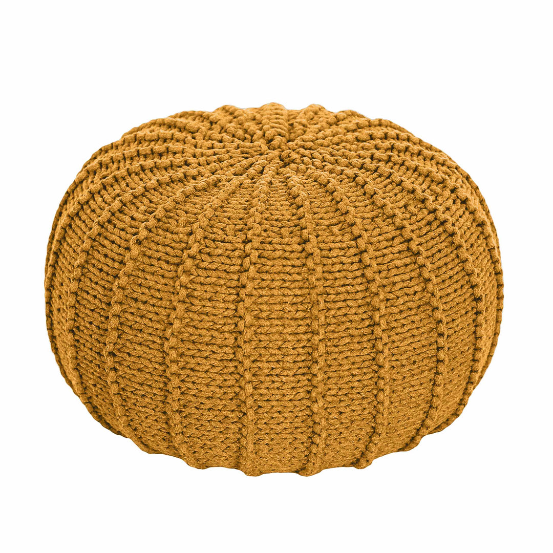 Knitted Pouffe, Small | Mustard