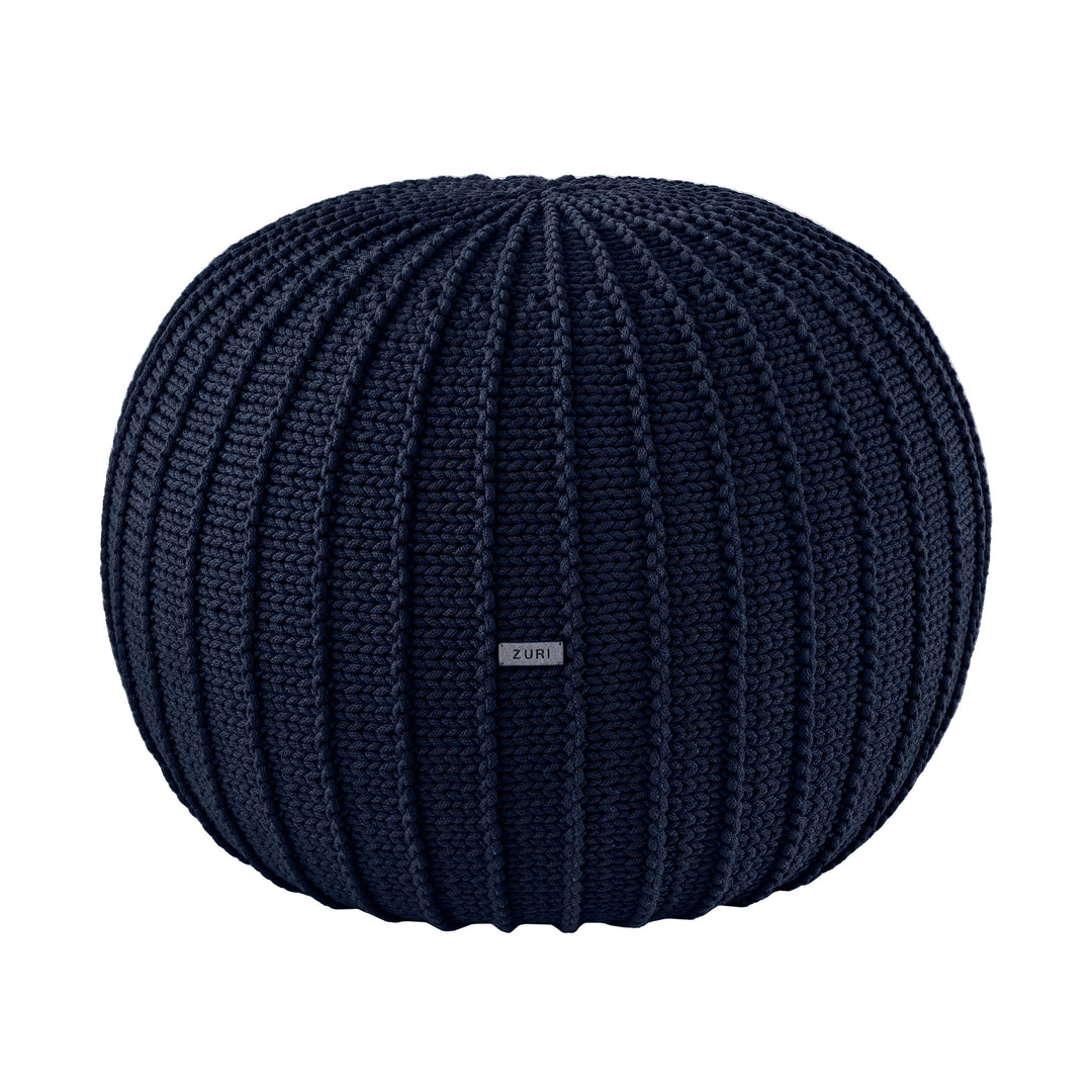 Knitted Pouffe, Medium | Navy Blue